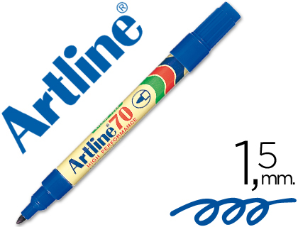 ROTULADOR ARTLINE MARCADOR PERMANENTE EK-70 AZUL PUNTA REDONDA 1.5 MM PAPEL METAL Y CRISTAL