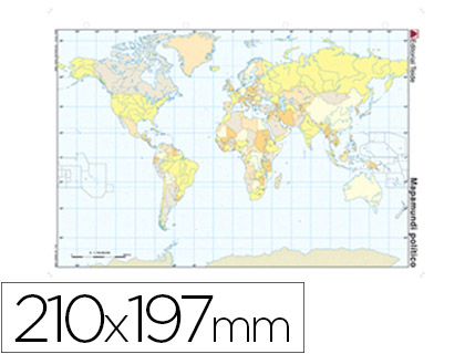 MAPA MUDO COLOR DIN A4 PLANISFERIO POLITICO