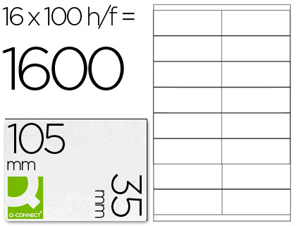 ETIQUETA ADHESIVA Q-CONNECT KF10653 TAMAO 105X35 MM FOTOCOPIADORA LASER -INK-JET CAJA CON 100 HOJAS DIN A4