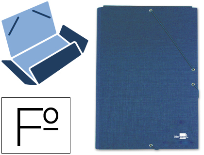 CARPETA LIDERPAPEL GOMAS FOLIO 3 SOLAPAS CARTON FORRADO AZUL