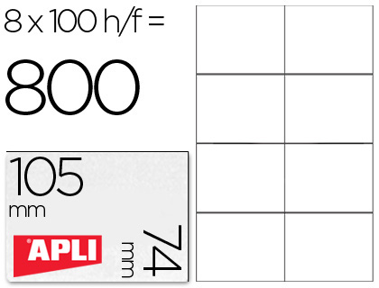 ETIQUETA ADHESIVA APLI 1279 TAMAO 105X74 MM PARA FOTOCOPIADORA LASER INK-JET CAJA CON 100 HOJAS DIN A4