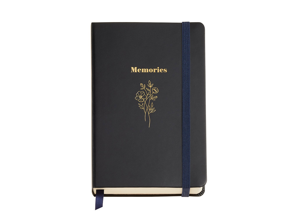 CUADERNO MIQUELRIUS BRITISH BLOOM RAMO TAPA DURA CON GOMILLA 100 HOJAS 100 GR LISO 90X140 MM