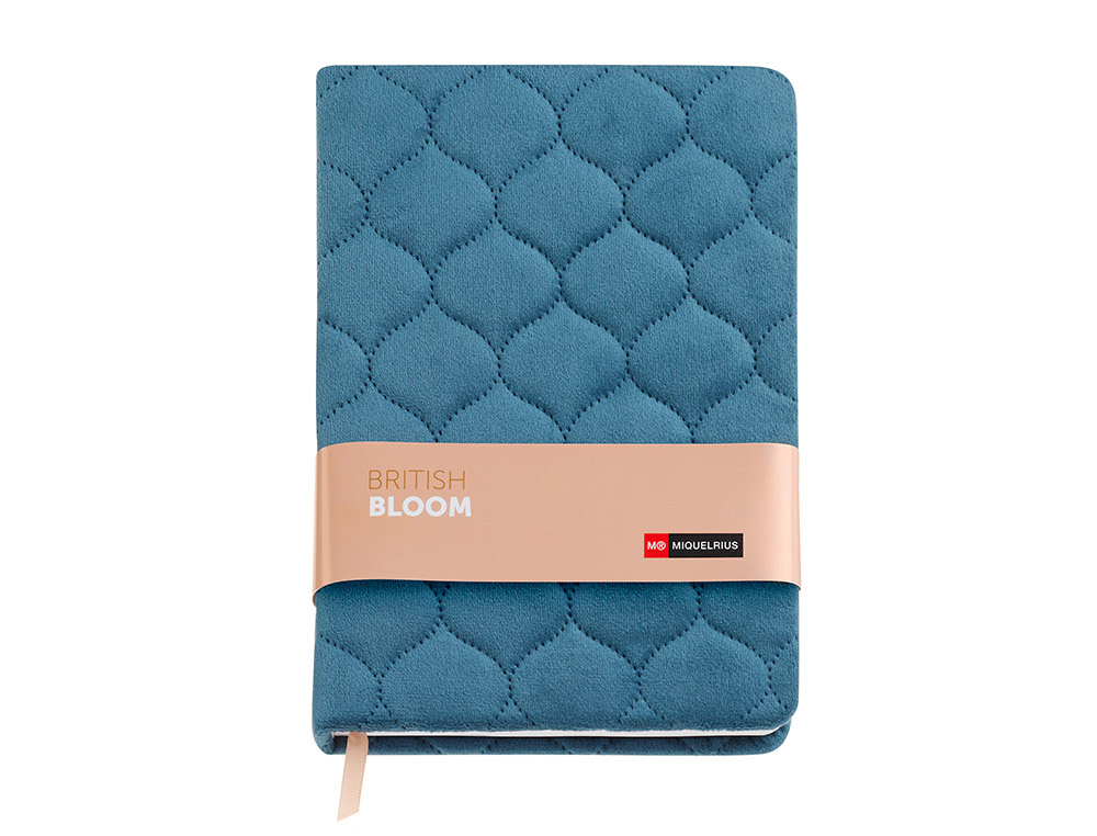 CUADERNO MIQUELRIUS BRITISH BLOOM DIN A5 80 HOJAS 80 GR PUNTOS ACOLCHADO TERCIOPELO AZUL