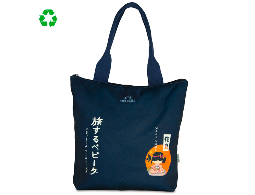 BOLSA CON ASAS PEPITA VIAJERA JAPON TOTE BAG 400X450 MM